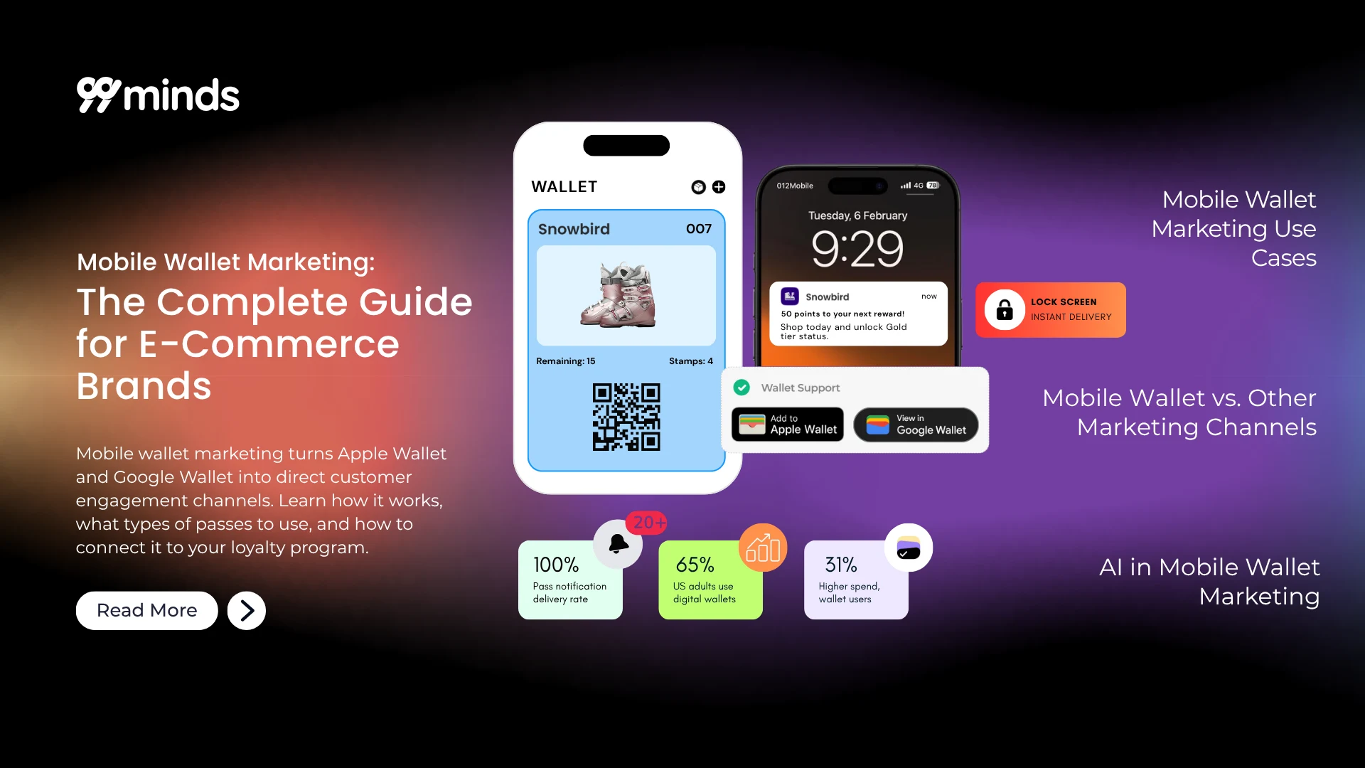 Mobile wallet marketing guide featured image showing a loyalty pass in Apple and Google Wallet