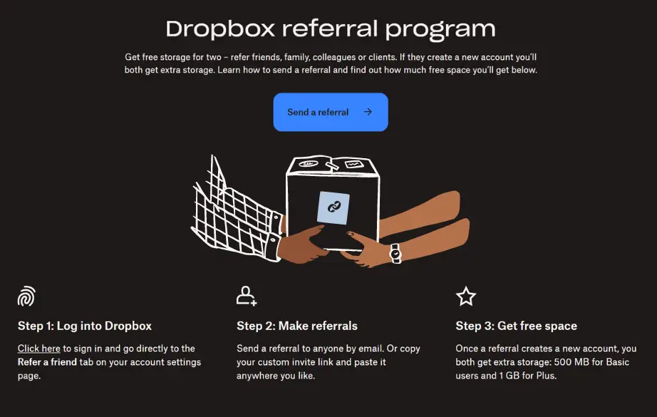 Dropbox direct referral