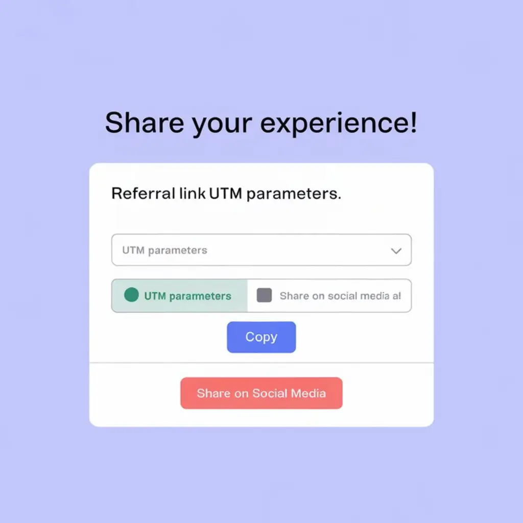 Images show the pop up of referral link utm parameters