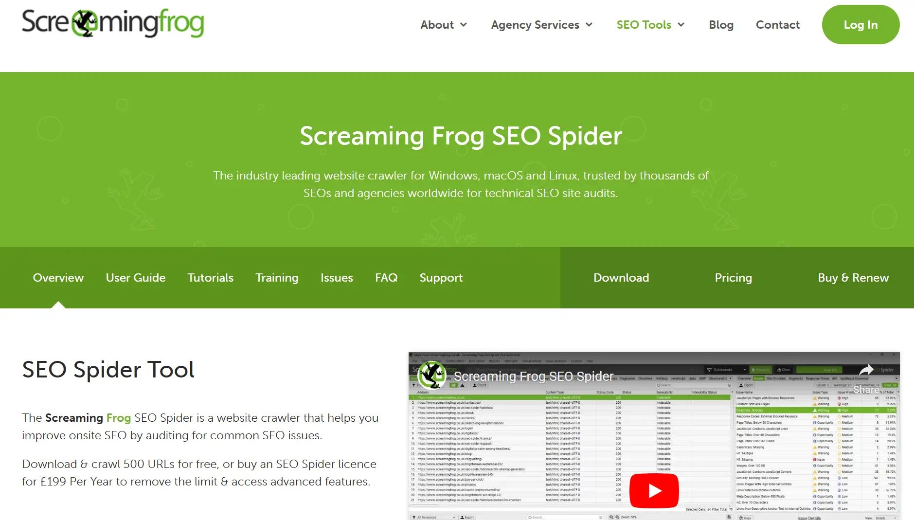 Screaming Frog SEO and SEM tool