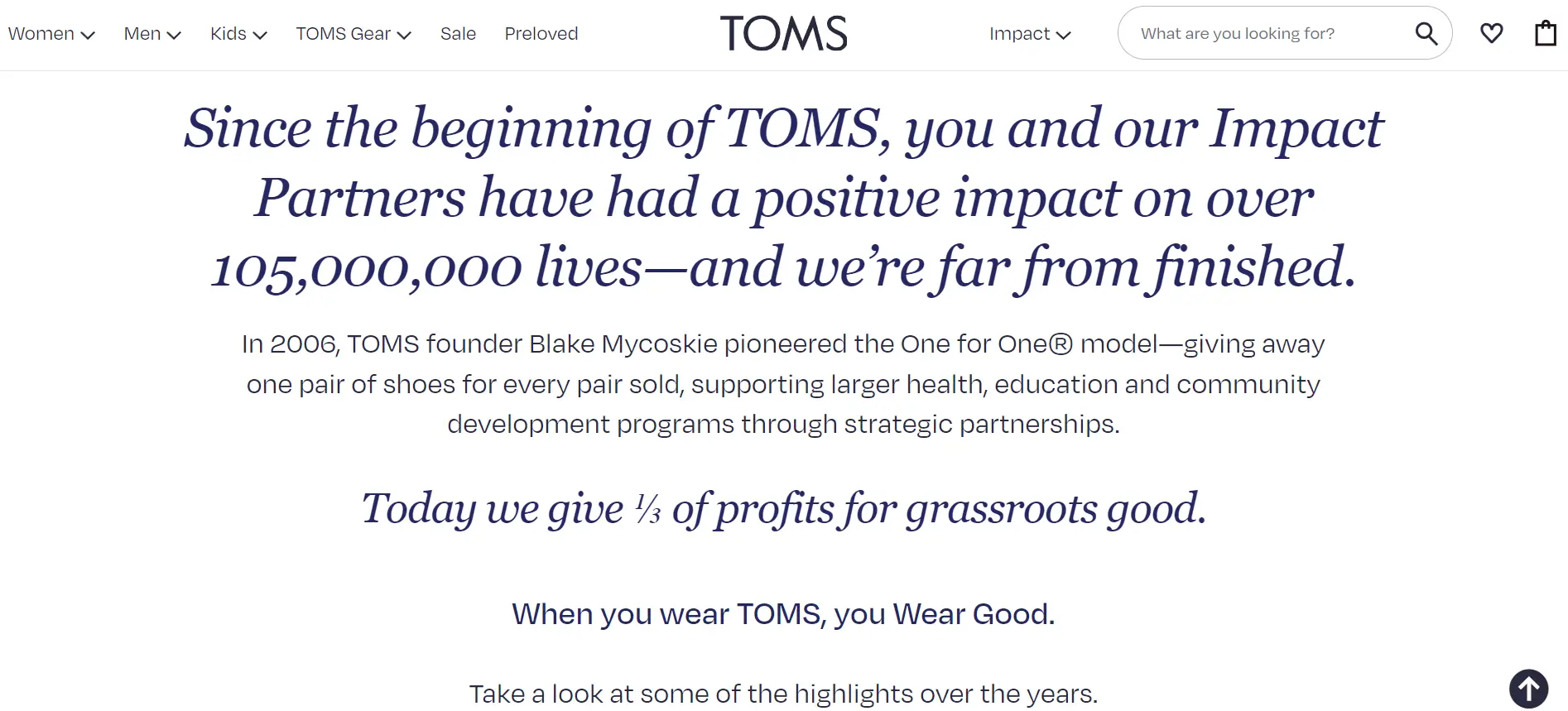 TOMS One for One program